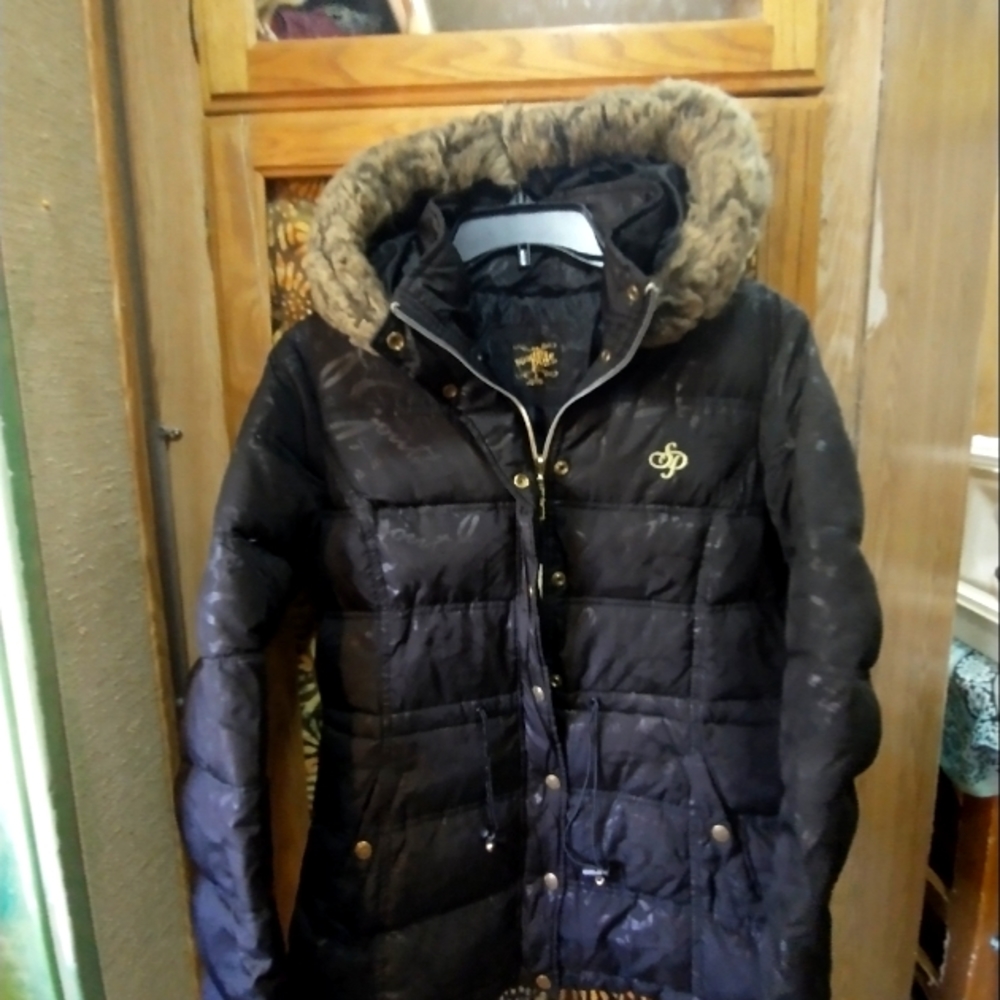 South Pole Girls Down Filled Jacket with Faux Fur Hood Size Girls L